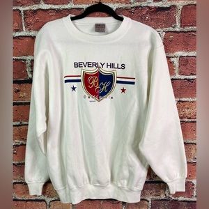 Vintage Y2K Beverly Hills California White Sweatshirt Made in USA Lg